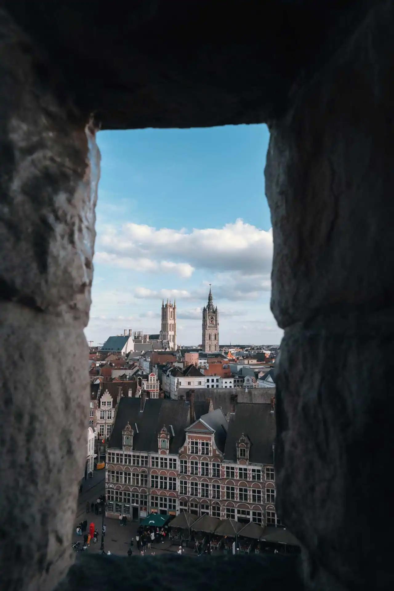Vue sur la ville de Gand depuis le château des Comtes de Flandres