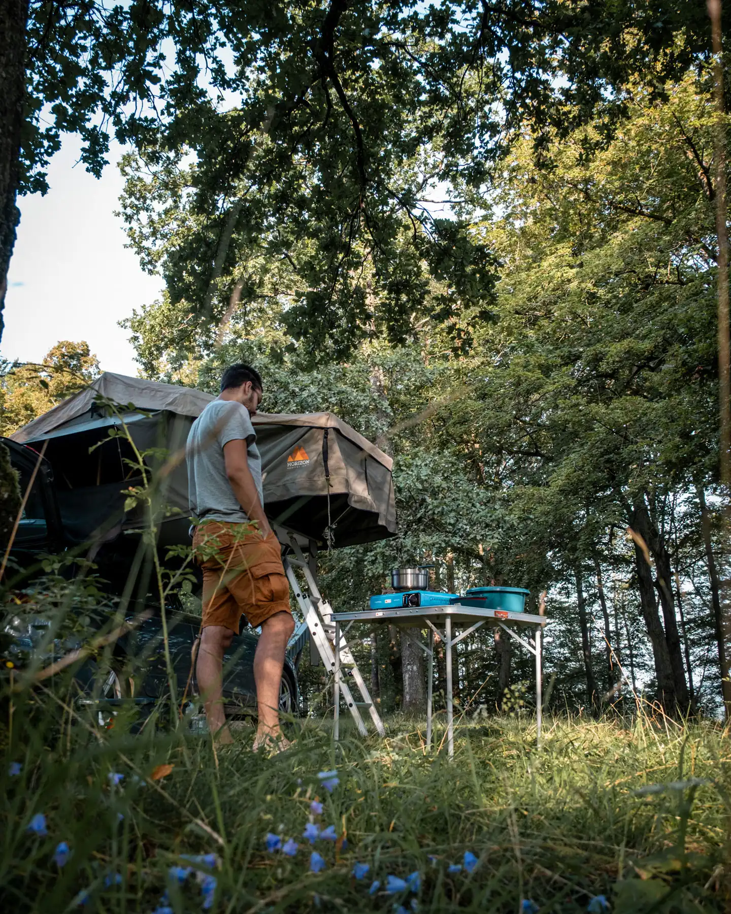 camping tente de toit nature