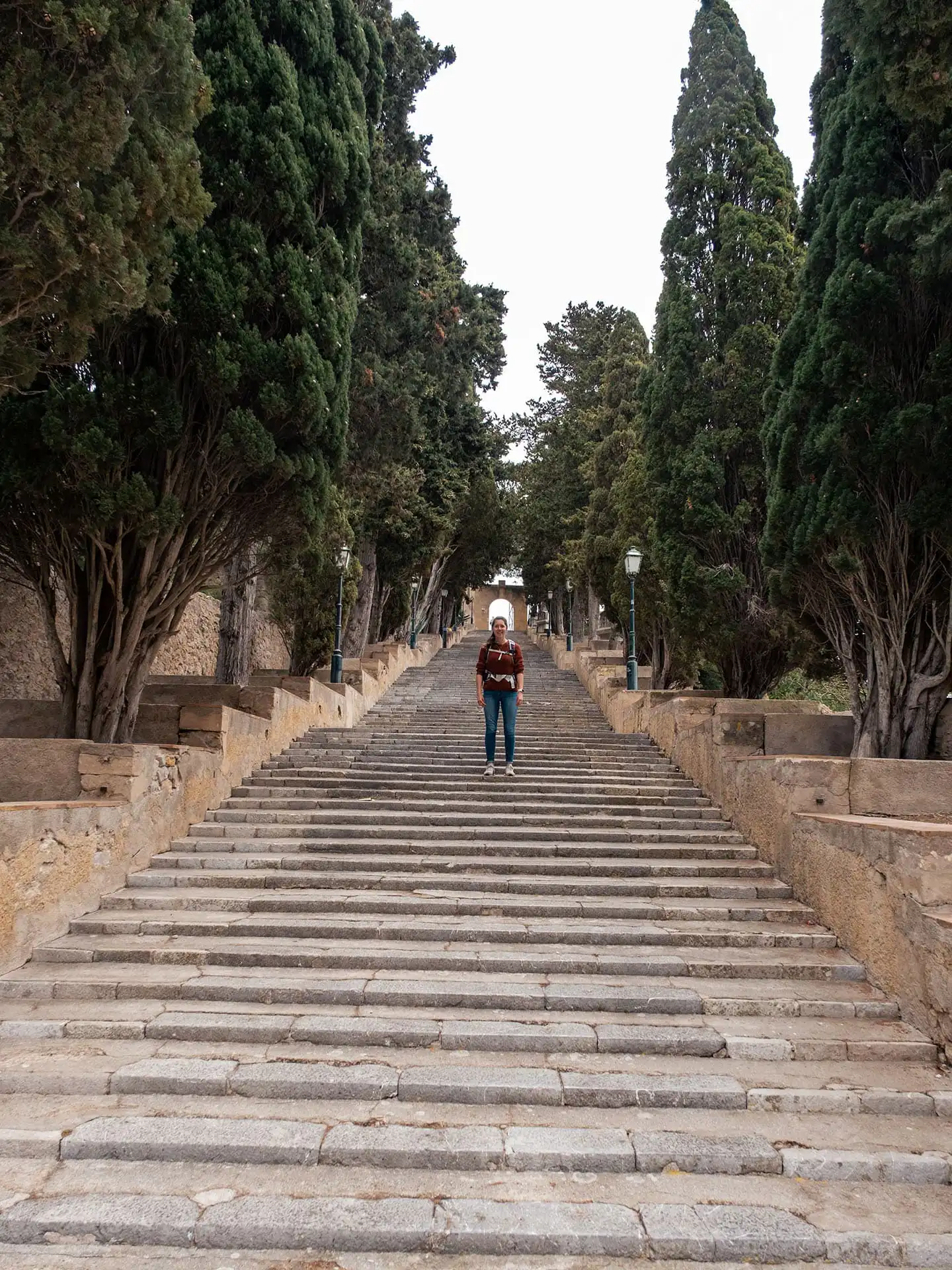 escaliers en pierre pour monter jusqu'au Sanctuaire de San Salvador
